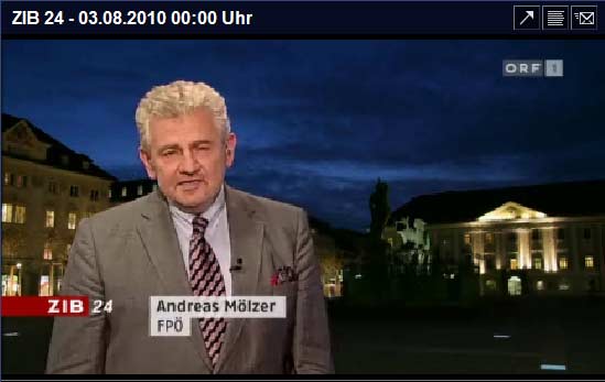 Andreas Mölzer bei ZIB24-Beitrag, Bild: orf.at
