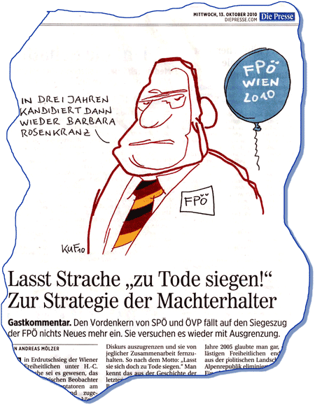 Ausriß: Homepage ‚Die Presse“ vom 13. Oktober 2010
