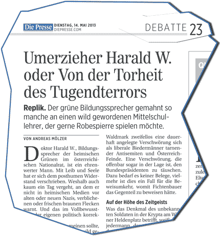 Bild: Ausriß „Die Presse“ vom 15. Mai 2013, Seite 23