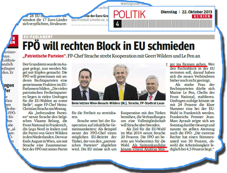 Bild: Ausriß 'Kurier', 22. Oktober 2013, Seite 4
